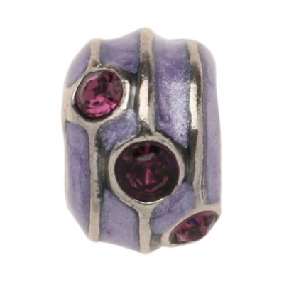 Violet Charm Bead with Purple Crystal Accents in Sterling Silver