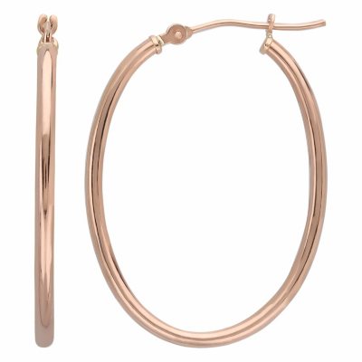 1.8x23x32mm Oval Hoop Earring in 14K Rose Gold