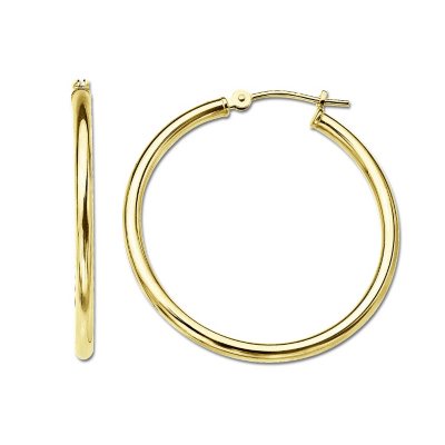2 x 35mm Hoop Earrings in 14K Yellow Gold