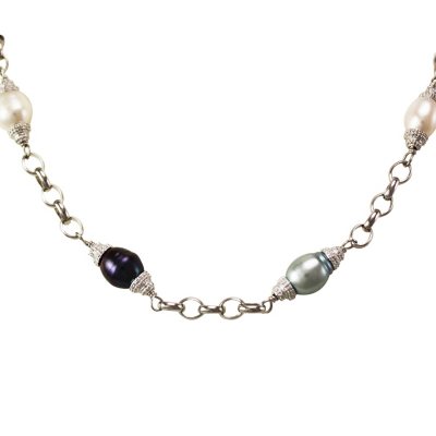 White, Gray & Black Freshwater Cultured Pearl Necklace
