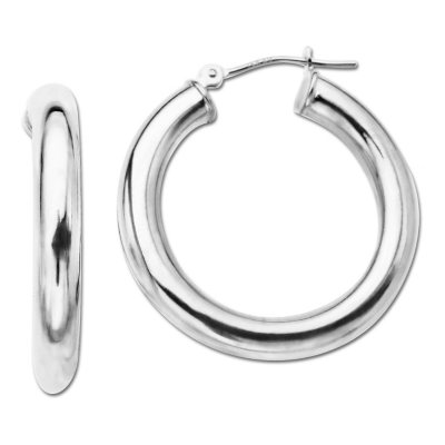 4x27mm Round Hoop Earring in 14K White Gold