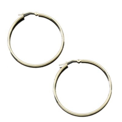 2X42mm Round Hoop Earring in Polished 14K Yellow Gold