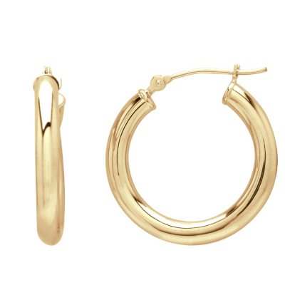 14k Yellow Gold Hoop Earrings - 3 x 22mm