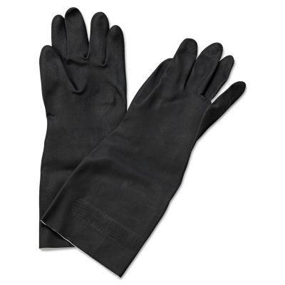 Boardwalk Neoprene Large Long-Sleeved Flock-Lined Gloves, Black (Pack of 12)