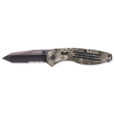 SOG Aegis Black TiNi Folding Knife - Dig Camo Handle Tanto PS