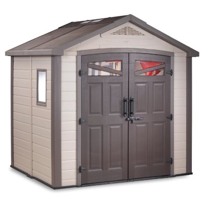 Bellevue Resin Storage Shed with Skylight, Window, Built-in Water ...