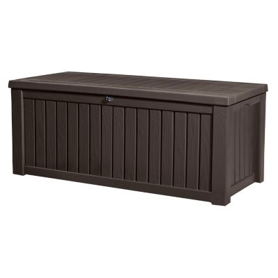 Keter Rockwood Outdoor Plastic Deck Storage Container Box 150 Gal ...