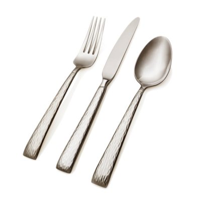 hampton brocade stainless steel flatware piece forge hammered cutlery siganture pieces sam samsclub