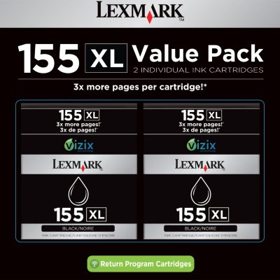 Lexmark 155XL Black Ink Cartrige - Twin Pack