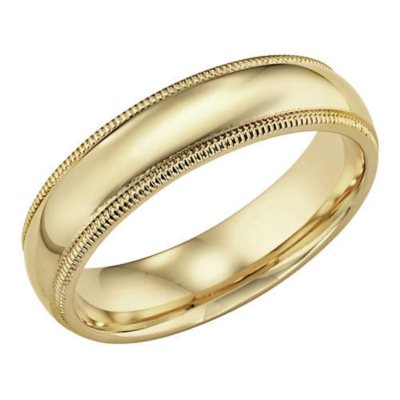 14K Yellow Gold 5mm Comfort-fit Milgrain Band