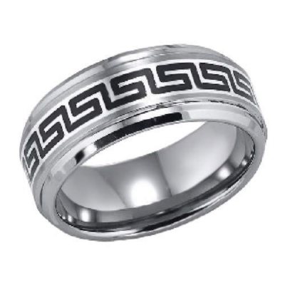Tungsten Carbide & Silver 9mm Comfort-Fit Band