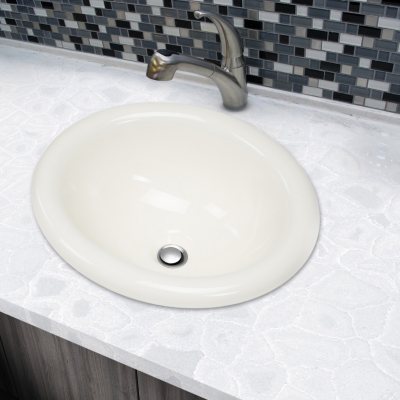 Stahl Ceramic Medium Drop-in Oval Bowl - Bisque