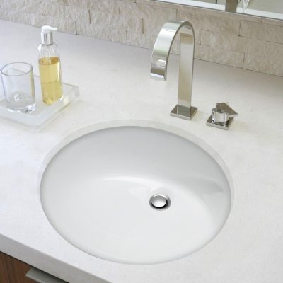 Stahl Ceramic Medium Undermount Oval Bowl - White
