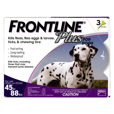 Frontline Plus Flea Tick and Lice Control for Dogs 45-88 lbs.