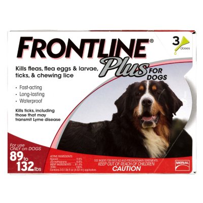 Frontline Plus Flea Tick and Lice Control for Dogs 89-132 lbs.
