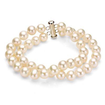 8-9mm Freshwater Cultured Pearl 2-Row Bracelet in Sterling Silver