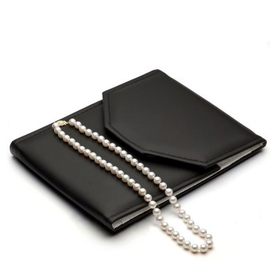 7-7.5mm White Akoya Pearl Necklace in 14K Yellow Gold 