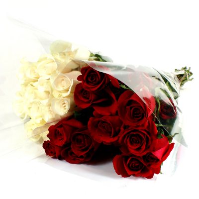 Wedding Pack - Red & White Roses - 100 Stems