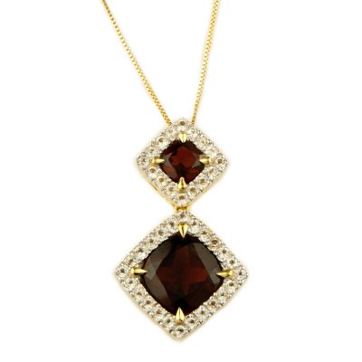 9mm Garnet Cushion Cut Pendant 