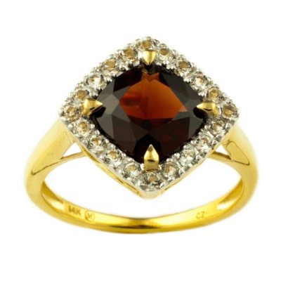 8mm Cushion Cut Garnet Ring