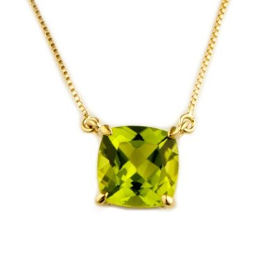 1.62 ct. Cushion Cut Peridot Pendant in 14k Yellow Gold