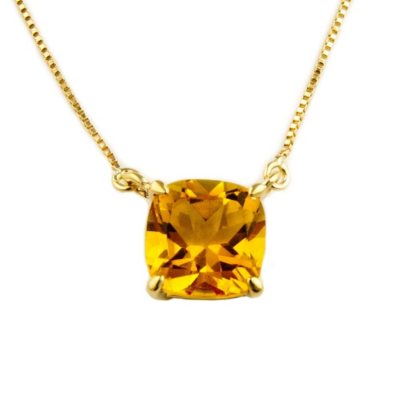1.53 ct. Cushion-Cut Citrine Pendant in 14k Yellow Gold 