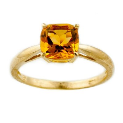 1.53 ct. Cushion-Cut Citrine Ring in 14k Yellow Gold
