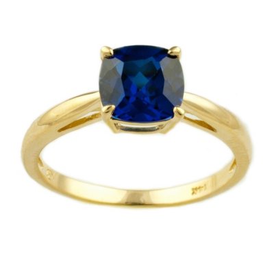 1.74 ct. Cushion-Cut Lab-Created Sapphire Ring in 14k Yellow Gold