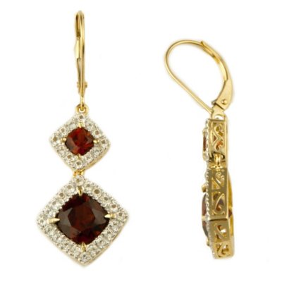 7mm Garnet Cushion Cut Earring