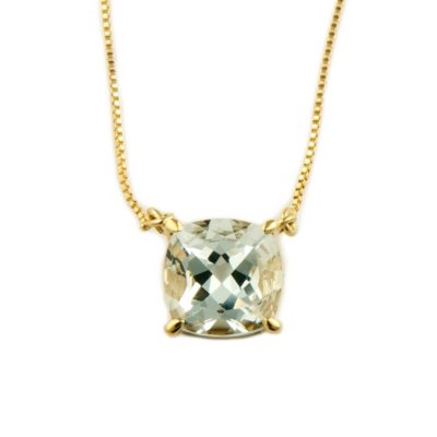 1.53 ct. Cushion-Cut Aquamarine Pendant in 14k Yellow Gold 