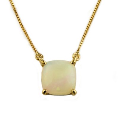 .65 ct. Cushion-Cut Lab-Created Opal Pendant in 14k Yellow Gold
