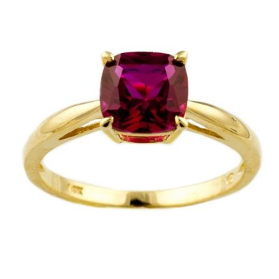 1.81 ct. Cushion-Cut Lab-Created Ruby Ring in 14k Yellow Gold 