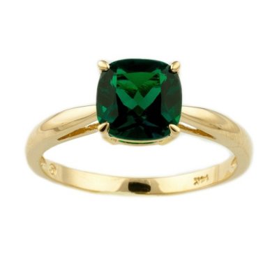 .85 ct. Cushion-Cut Lab-Created Emerald Ring in 14k Yellow Gold 