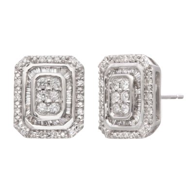 0.50 CT. T.W. Diamond Rectangle Earrings in Sterling Silver (H-I, I1)