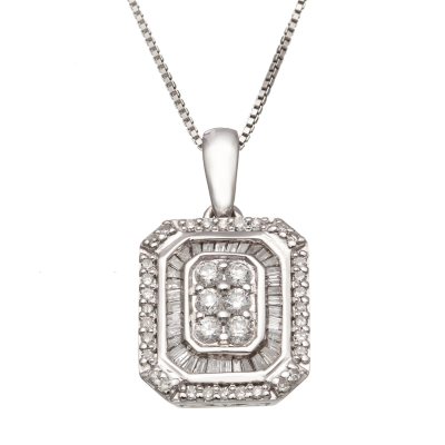 0.50 CT. T.W. Diamond Rectangle Pendant in Sterling Silver (H-I, I1)