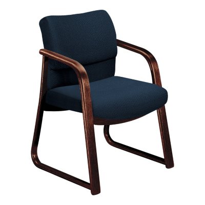 HON - 2900 Series Guest Arm Chair - Blue /Mahogany Finish Wood