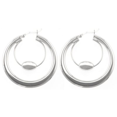 Sterling Silver Beaded Double Hoop Earrings