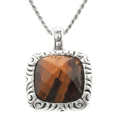 Faceted Tigers Eye Pendant in Sterling Silver