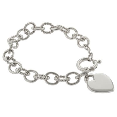 Sterling Silver Heart Tag Bracelet