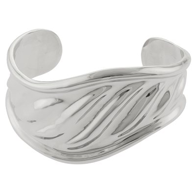 Sterling Silver Textured Wave Cuff Bracelet
