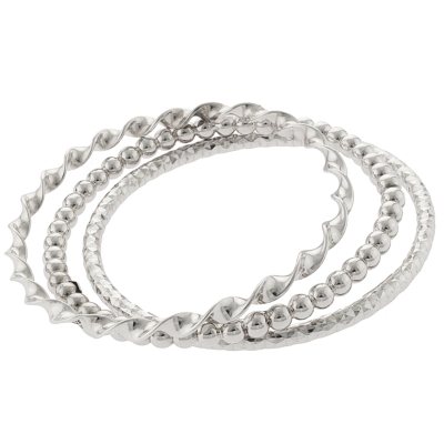 Sterling Silver Set of 3 Stackable Bangles