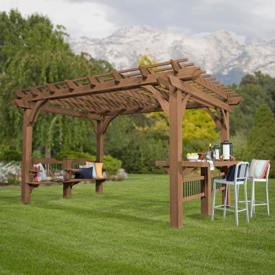 UPC 752113796522 product image for Backyard Discovery 14' x 10' Oasis Pergola-Cedar Stain | upcitemdb.com