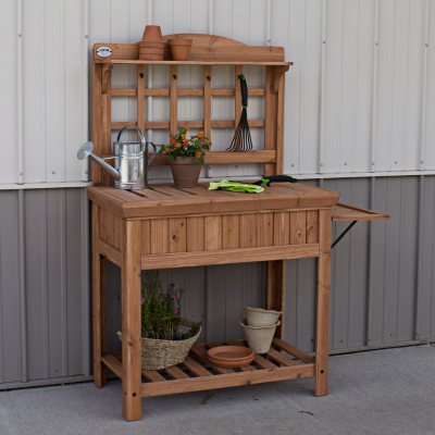 Garden Work Station Plant Soil Pot Solid Wood Construction Potting Tray