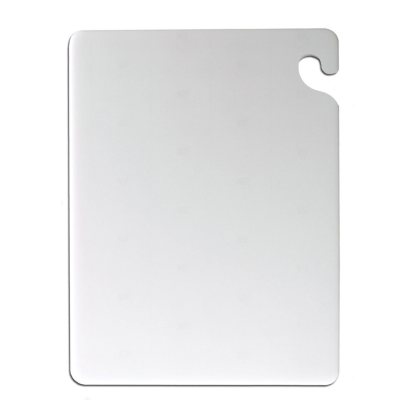 San Jamar Cut-N-Carry Cutting Board with Hook - 12"D x 18"W - White