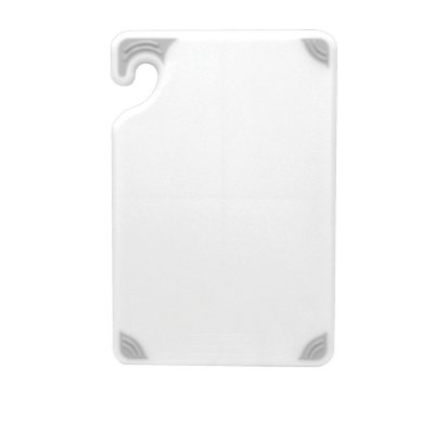 San Jamar Saf-T-Grip Anti-Slip Cutting Board with Hook - 15"D x 20"W - White