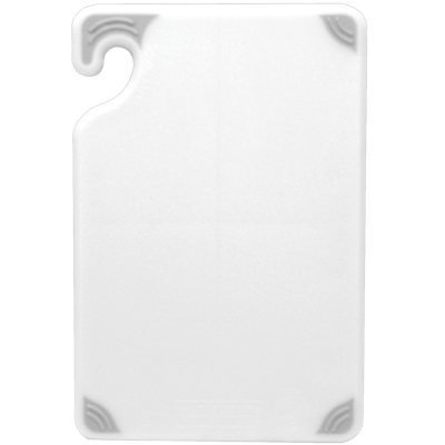 San Jamar Saf-T-Grip Anti-Slip Cutting Board with Hook - 18"D x 24"W - White
