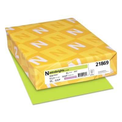 Neenah Paper - Astrobrights Colored Card Stock, 65 lbs., 8-1/2 x 11, Vulcan Green -  250 Sheets
