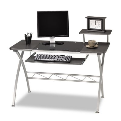 Mayline - Eastwinds Vision Computer Desk - Anthracite with Black Glass