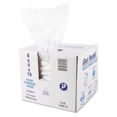 Extra Heavy-Duty Food and Utility Poly Bags, 8x4x18, 1000 Bags