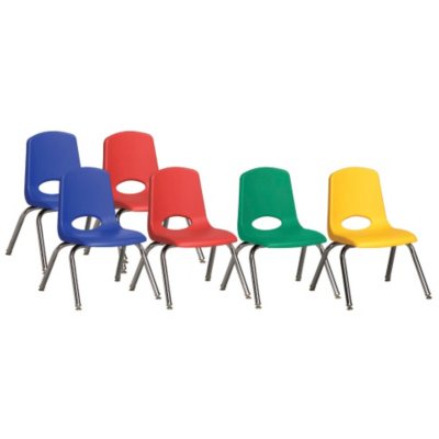 Children's 11" Stack Chair Chrome Legs with Swivel Glides - Assorted - 6 pk.